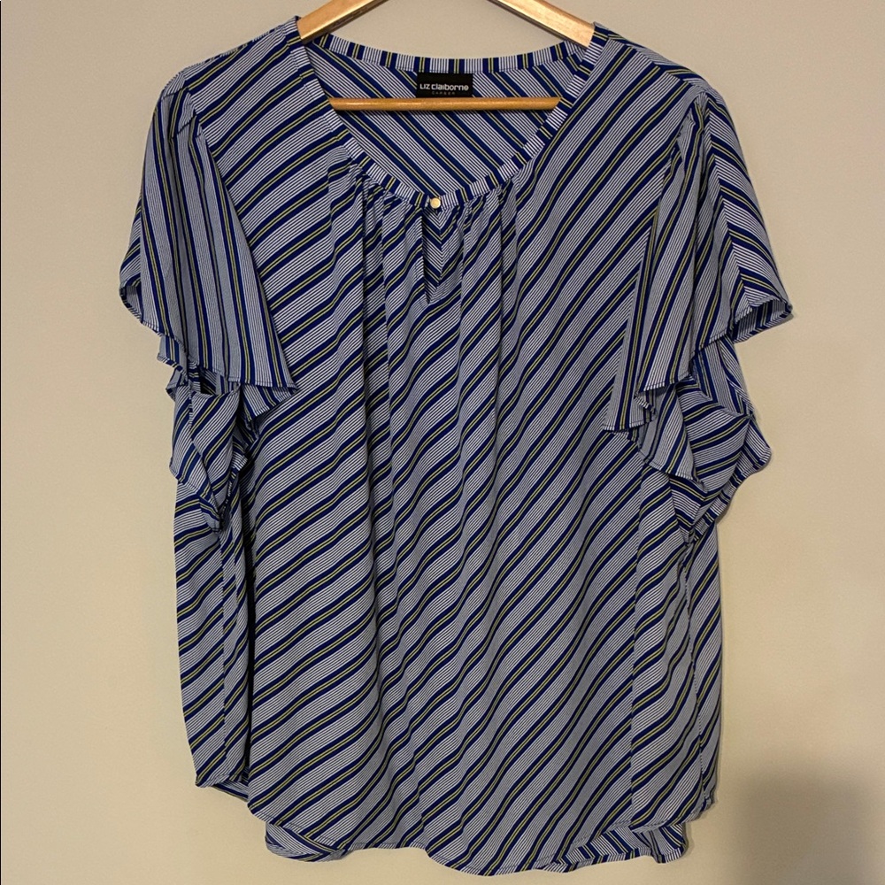 Liz Claiborne Navy and Black Striped Blouse